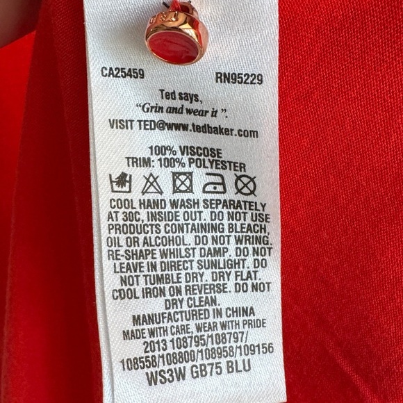 Ted Baker Orange-Red Eyelet Ruffled Neckline Top, Size 4 (10/L) - Picture 10 of 12